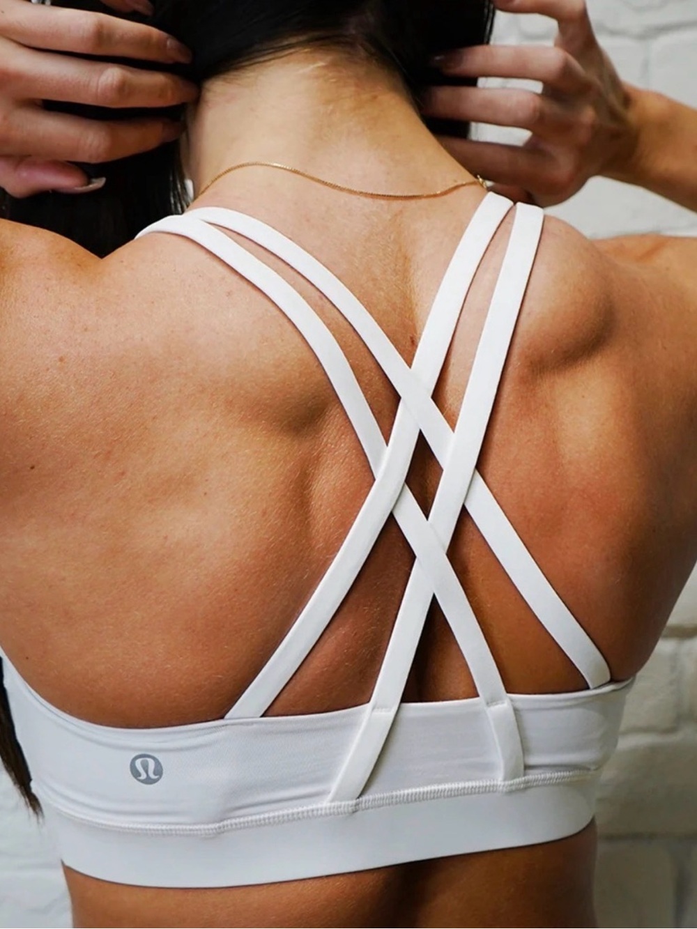 lululemon athletica White Crisscross Strappy Sports Bra